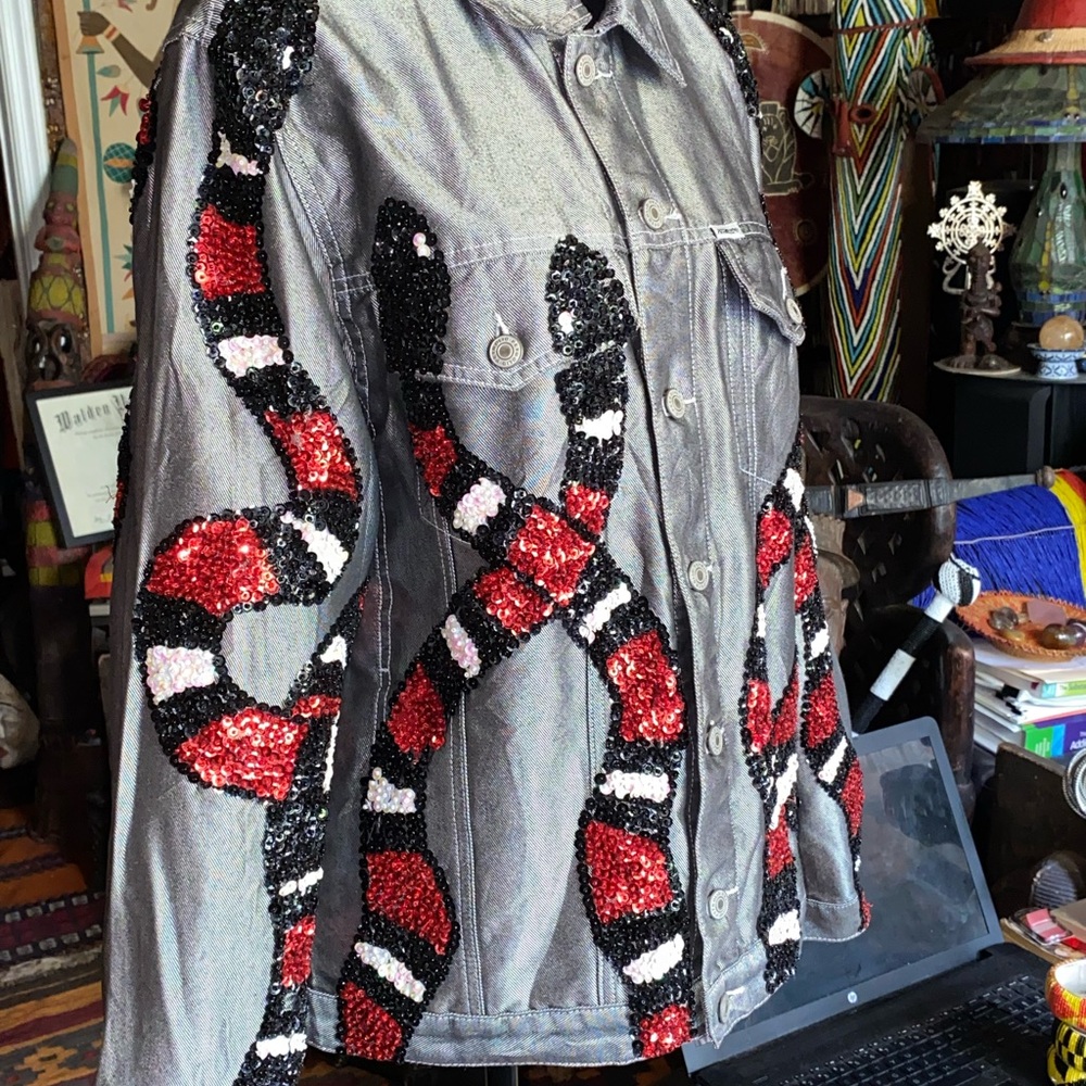 PETROLIO🖤Sequin❤️Snake🐍 Jacket🩶, ~size M - Picture 5 of 8